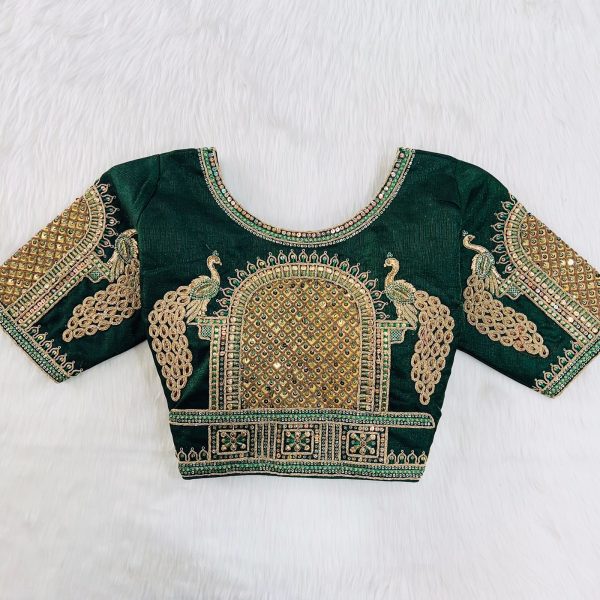 Dark Green Embroidery Bridal Blouse