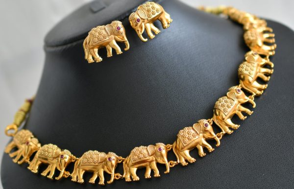 Gold Elephant Chockers Necklace