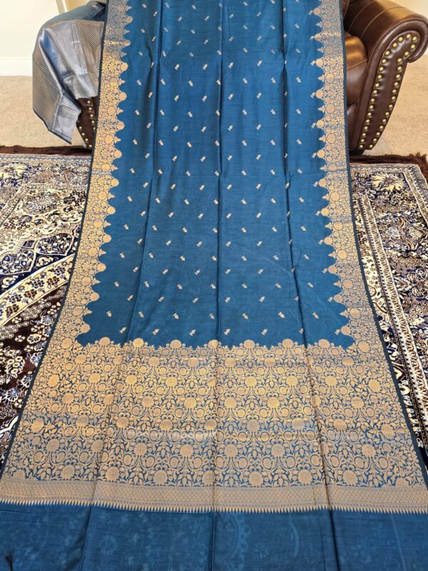 BLUE PURE MOONGA SILK SAREE